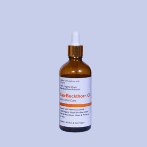 Organic Sea Buckthorn Oil for skin repair and hydration – rich in vitamins and antioxidants, ideal for reducing acne scars, healing damaged skin, and calming inflammation